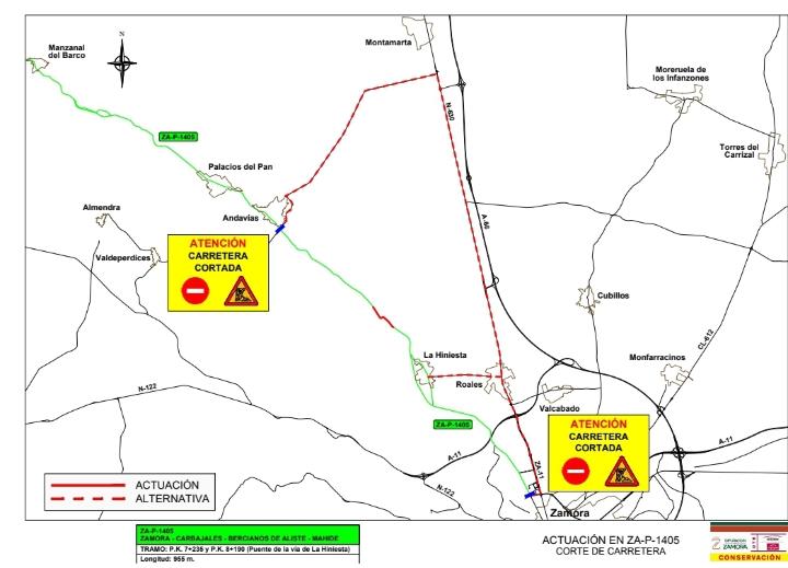 Corte Carretera ZA-P-1405 Carbajales - Bercianos - Aliste