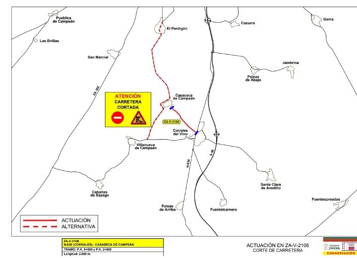 Corte Carretera ZA-V-2106 Corrales - Casaseca de Campean
