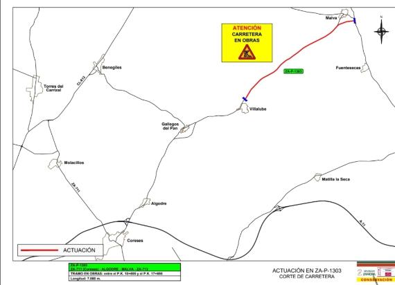 Cortes parciales carretera Malva-Villalube