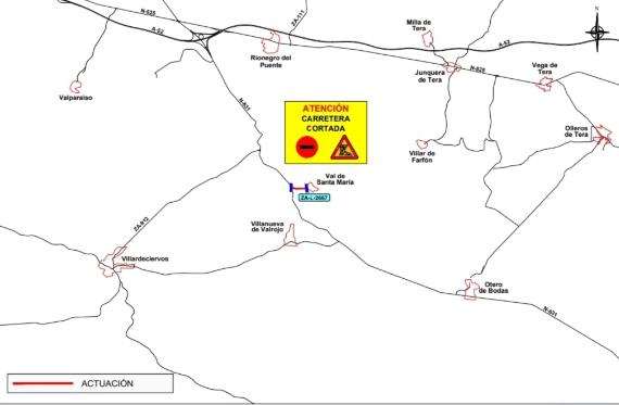 Corte Carretera acceso a Val de Santa María