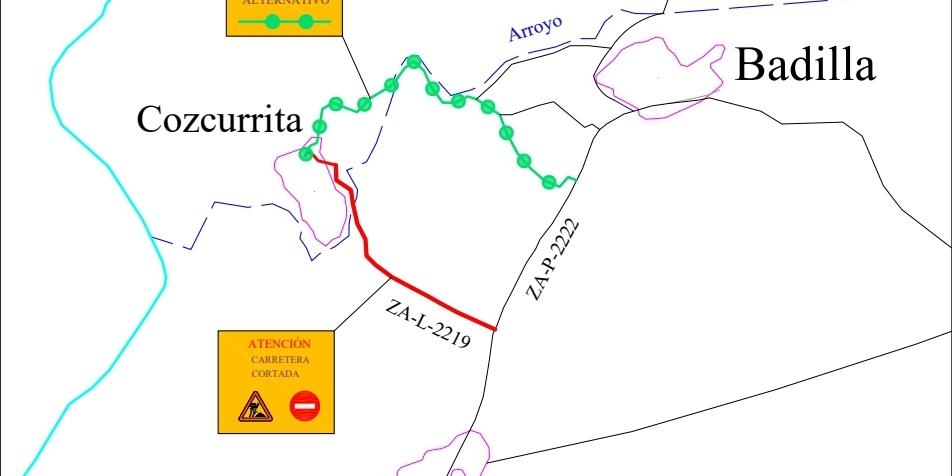 Corte de Carretera acceso a Cozcurrita