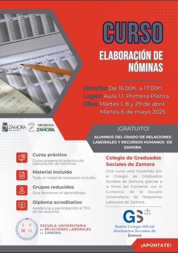 Cartel del Curso de Elaboración de Nóminas