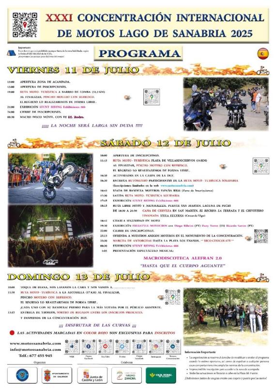 Programa de la XXXI Concentración Internacional de Motos Lago de Sanabria