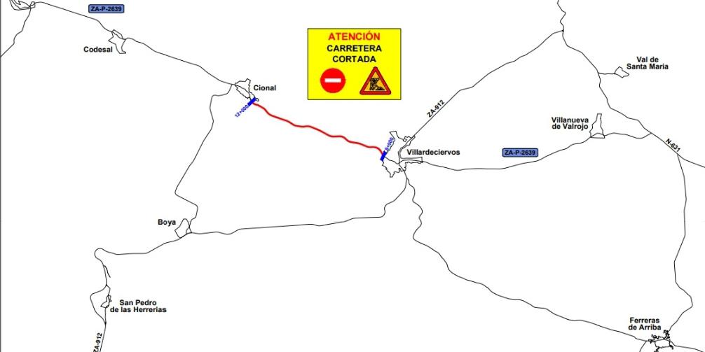 Corte temporal de la carretera ZA-P-2639
