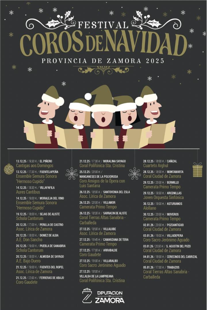CARTEL con las actuaciones del Festival de Coros de Navidad 2025