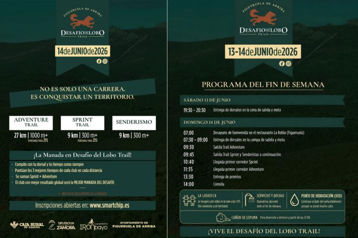 Cartel y programa del Desafío del Lobo Trail