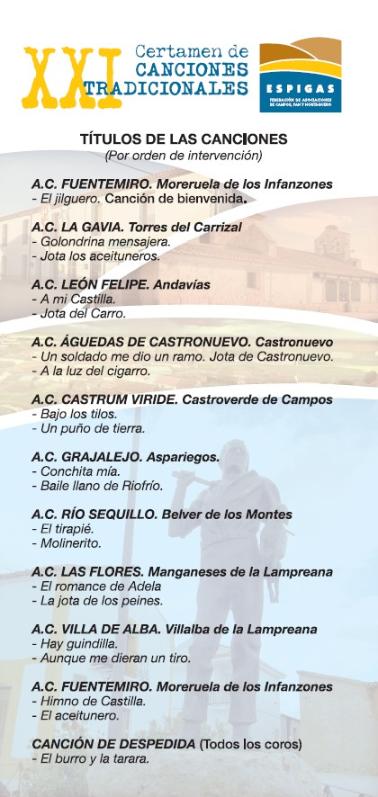 Programa del XXI Certamen de Canciones Tradicionales