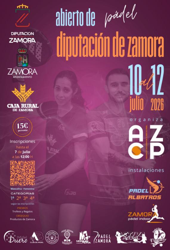 Cartel del Abierto de Pádel Diputación de Zamora
