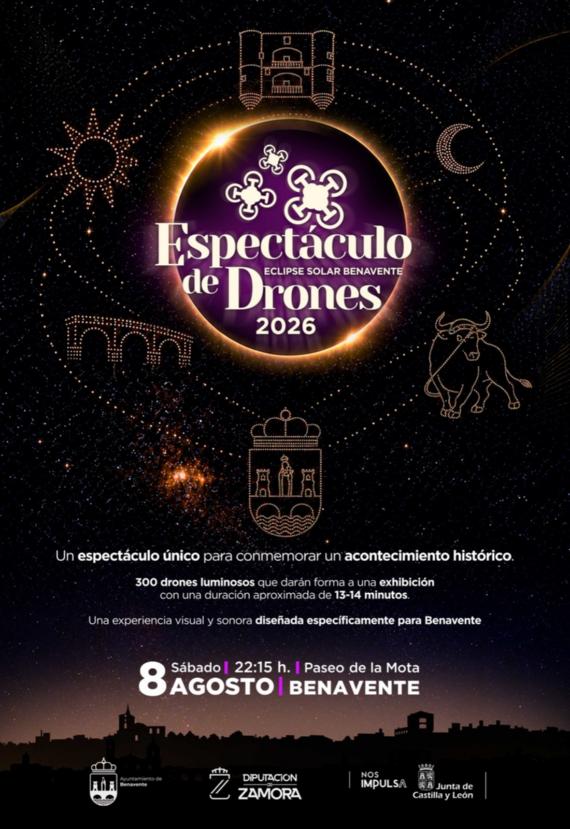 Cartel de espectáculo de DRONES en Benavente