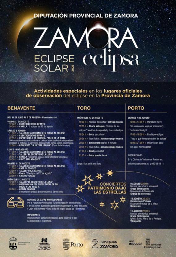 Cartel de ACTIVIDADES en torno al eclipse total de sol