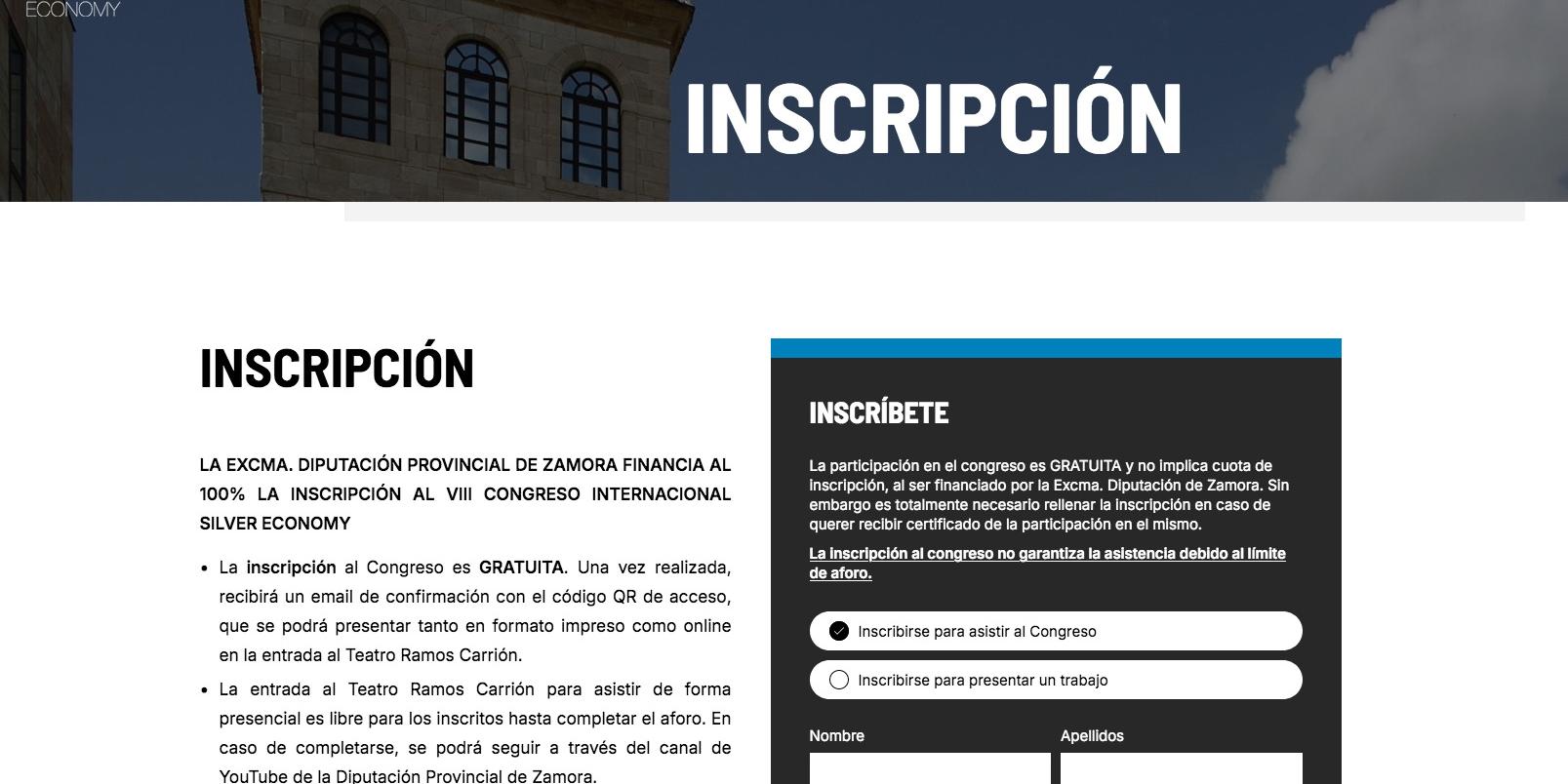INICIO INSCRIPCION CONGRESO SILVER